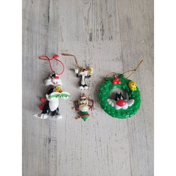 vintage kurt adler Looney Tunes Sylvester cat Tweedy Taz variety ornament set - Picture 1 of 8